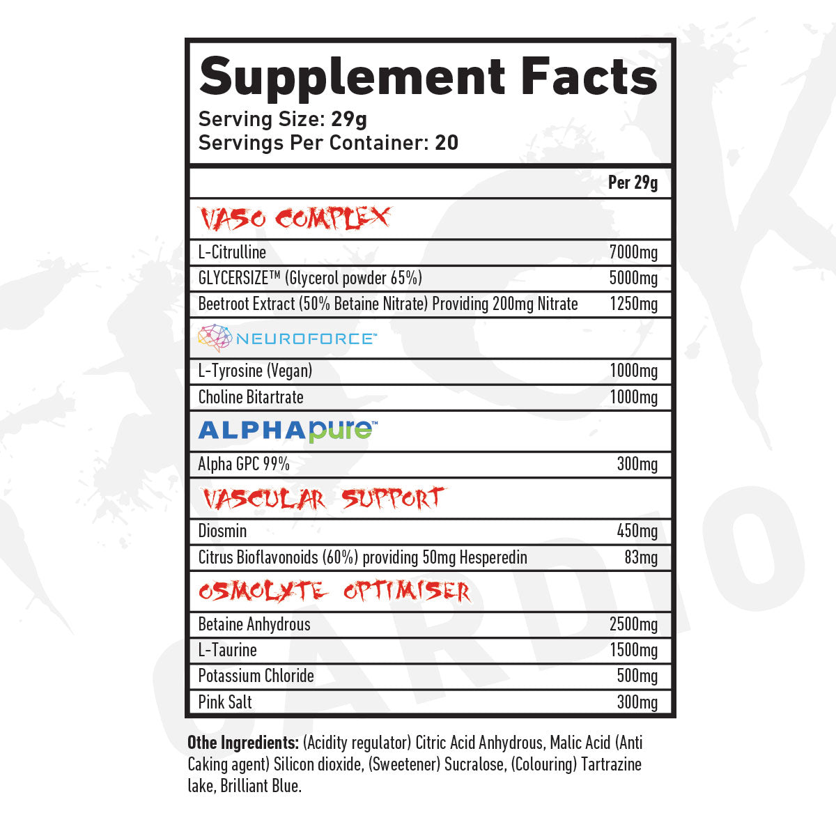 TWP Vari V2 580g nutrition