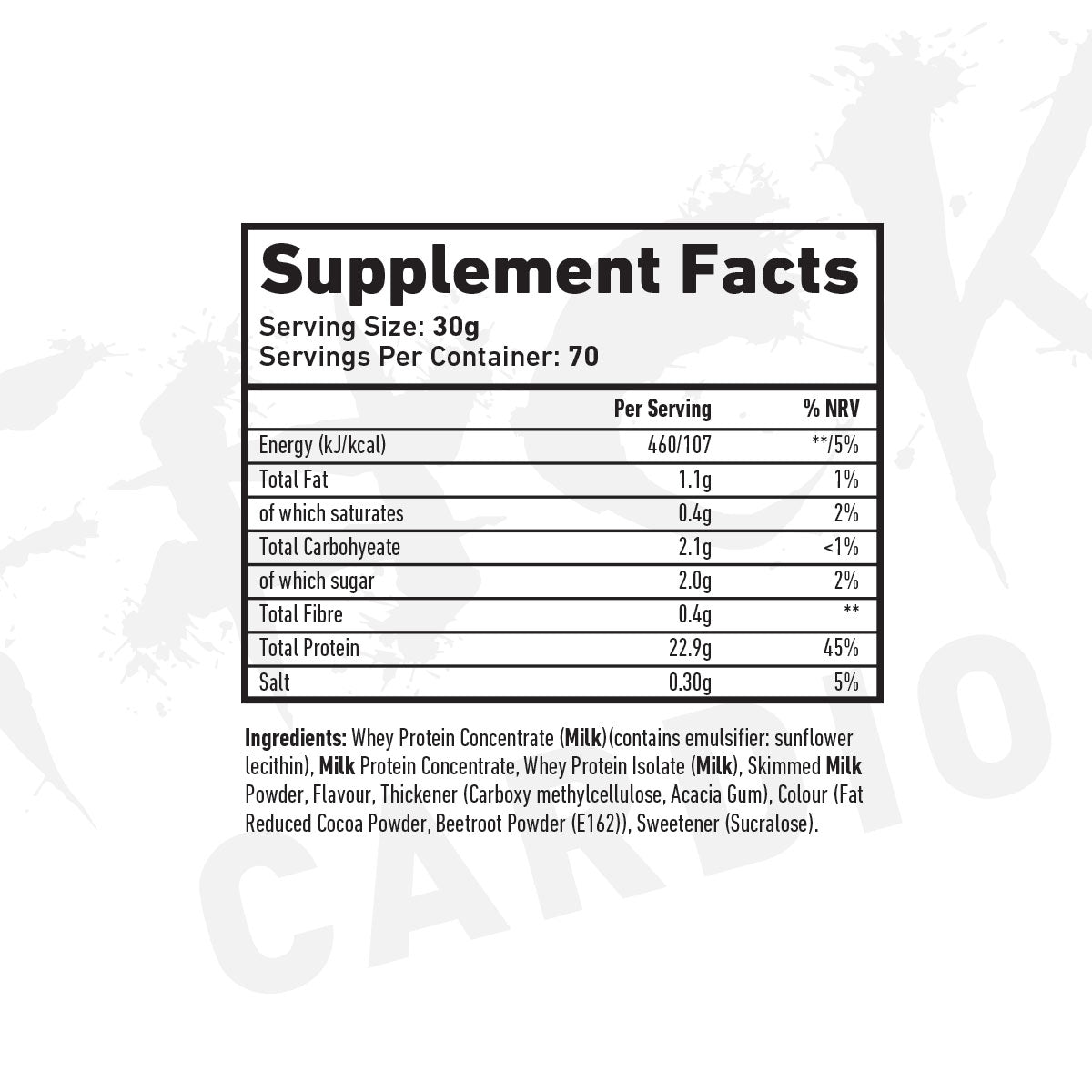 TWP All The Whey Up 2.1kg Red Velvet Cake nutrition panel