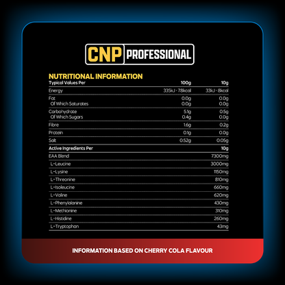 CNP Professional Loaded EAA 300g — manufacturer nutrition and ingredients; see panel for flavour reference