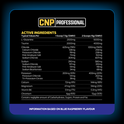 CNP Professional Pro Hydrate 300g — manufacturer nutrition and ingredients; see panel for flavour reference