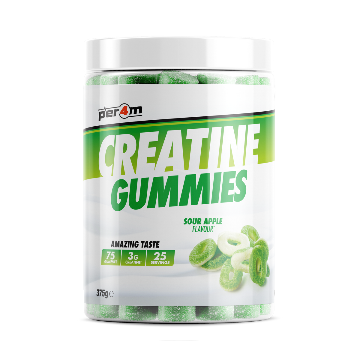 Per4m Creatine Gummies 375g Sour Apple — product pack