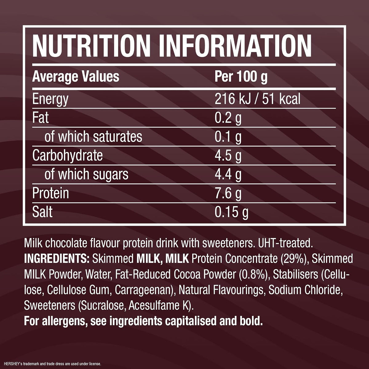 Cellucor C4 Protein RTD Hersheys Chocolate — nutrition and ingredients