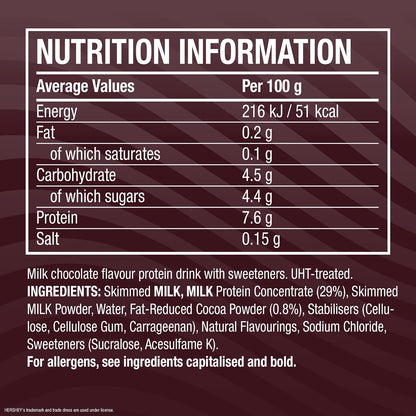 Cellucor C4 Protein RTD Hersheys Chocolate — nutrition and ingredients