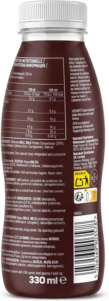 Cellucor C4 Protein RTD Hersheys Chocolate — back of bottle