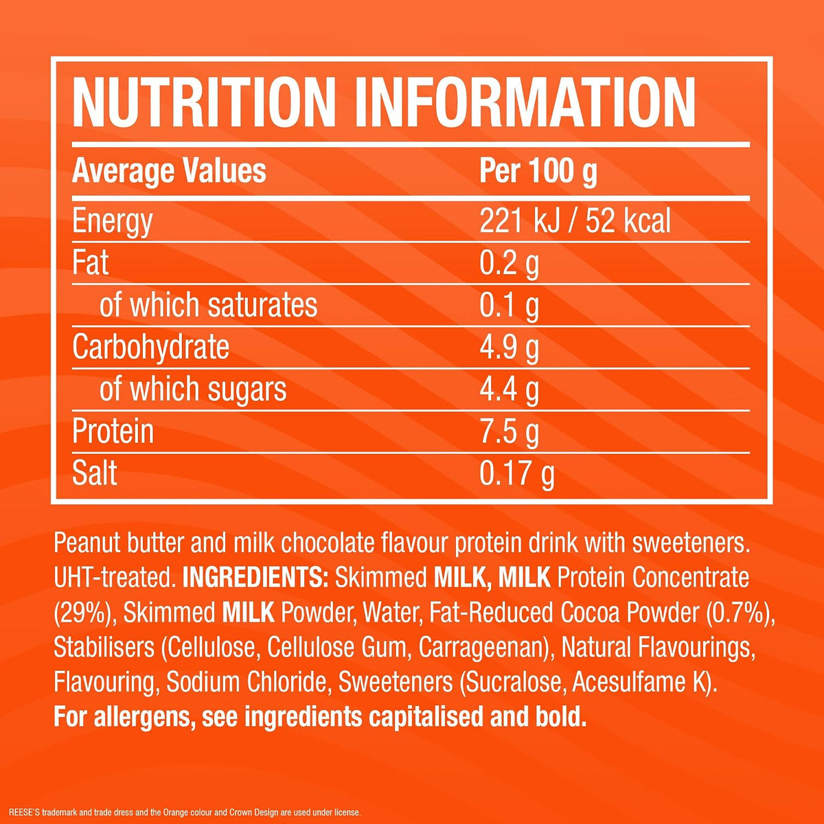 Cellucor C4 Protein RTD Reeses Peanut Butter Cup — nutrition and ingredients