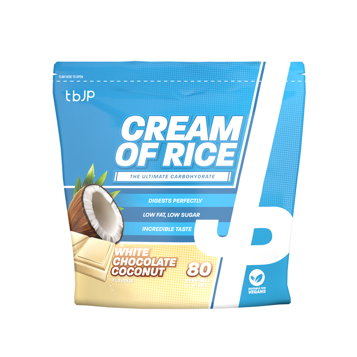 Trained By JP Cream Of Rice 2kg - White Chocolate & Coconut front pack