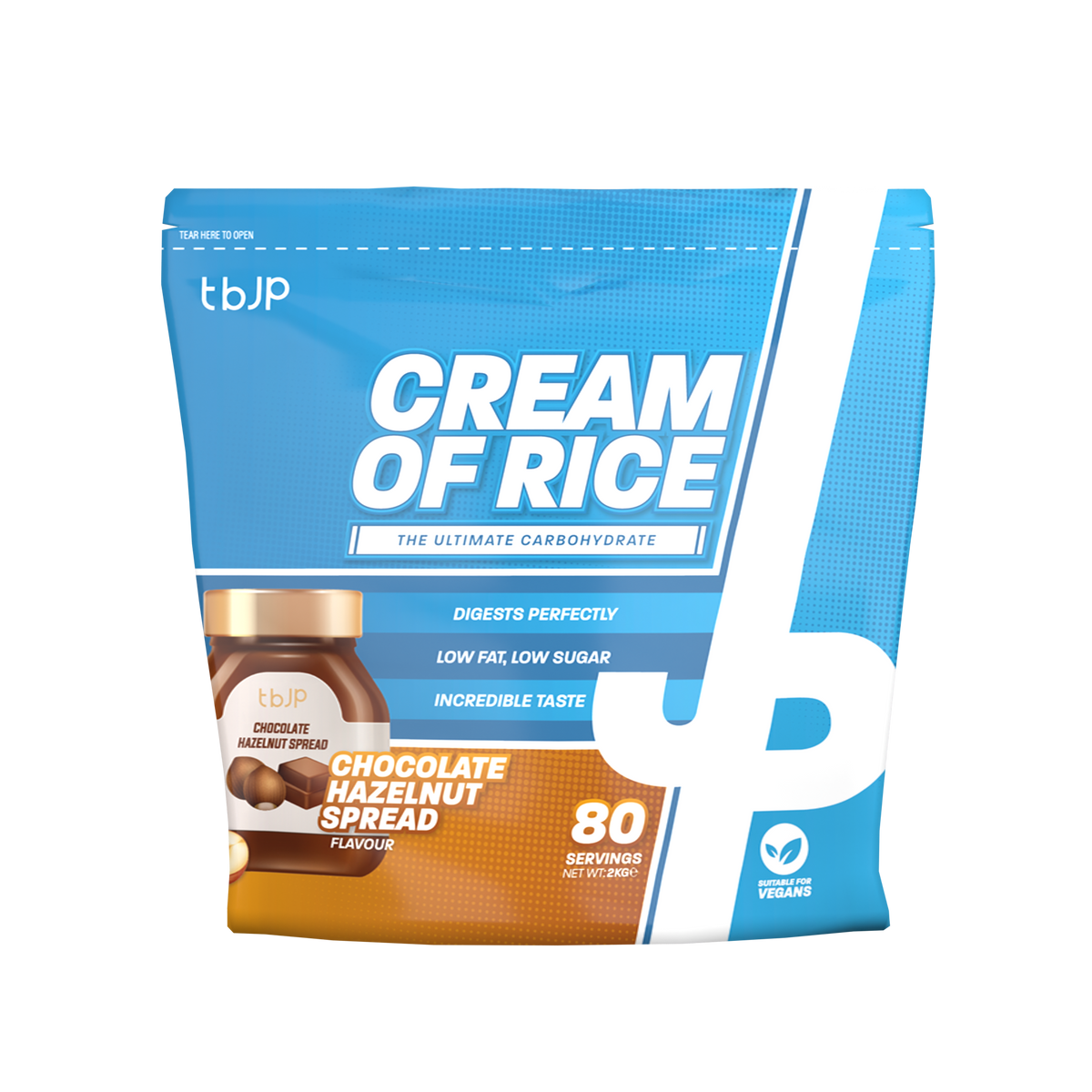 Trained By JP Cream Of Rice 2kg - Chocolate Hazelnut front pack