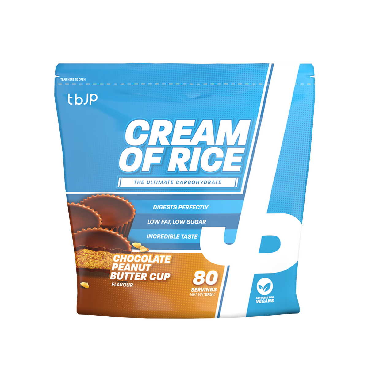 Trained By JP Cream Of Rice 2kg - Chocolate Peanut Butter Cup front pack