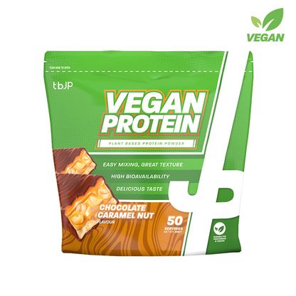 Trained By JP Vegan Protein 2kg - Chocolate Caramel Nut front pack