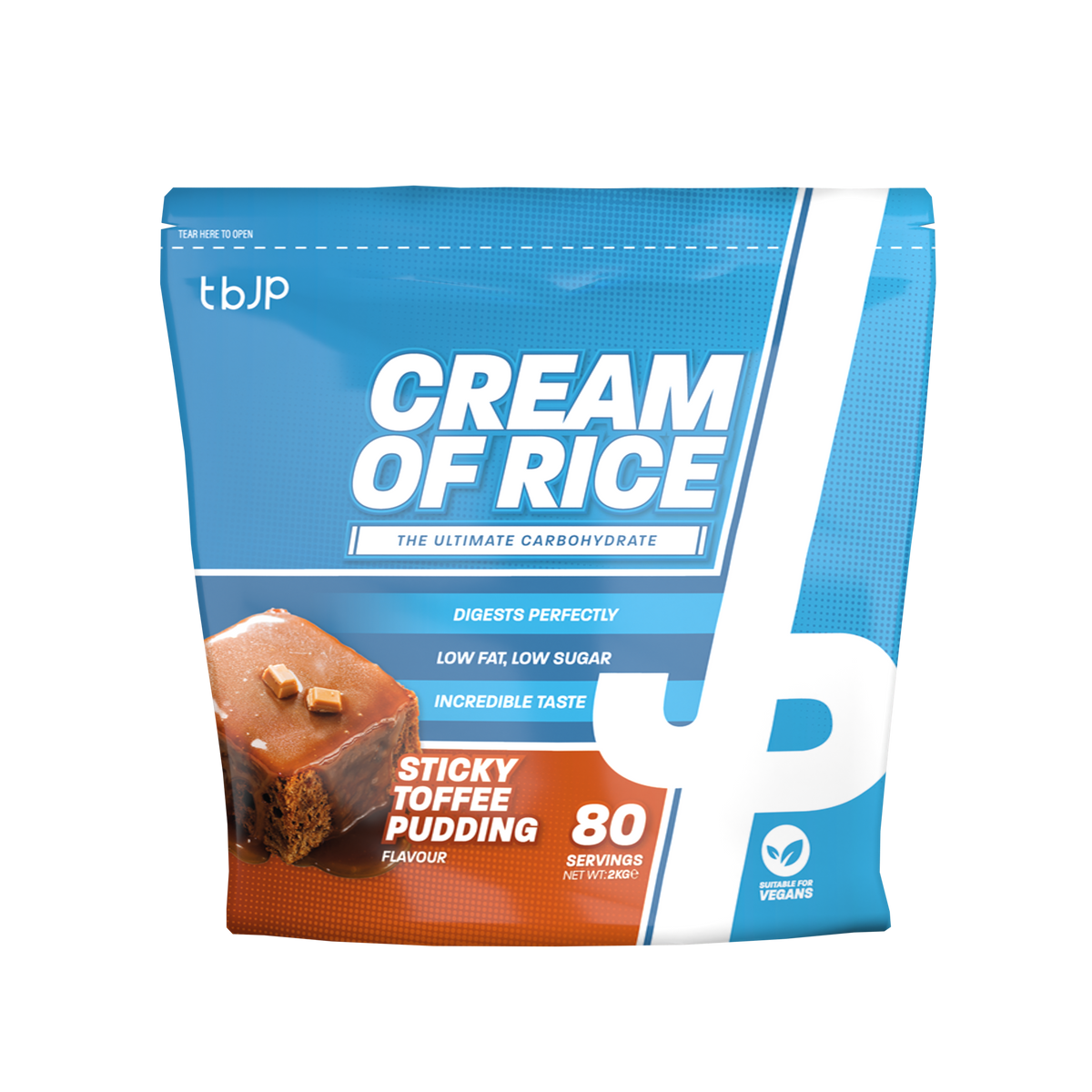 Trained By JP Cream Of Rice 2kg - Sticky Toffee Pudding front pack